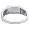 10K White Gold Round Diamond Father Dad Enamel Ring 8mm Wedding Band 0.03 CT.