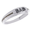 10K White Gold Round Diamond Father Dad Ring 6mm Enamel Wedding Band 0.014 CT.