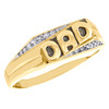 10K Yellow Gold Round Diamond Black Enamel Fathers Day Dad Ring 8mm Band 0.01 CT