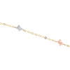 14K Tri-Color Gold Fancy Rolo Link Chain 7mm Butterfly Charm Anklet 9" + 1" Ext.