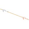 14K Tri-Color Gold Fancy Rolo Link Chain 9mm Dolphins Charm Anklet 9" + 1" Ext.