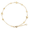 14K Yellow Gold Fancy Link Chain Statement 7mm Puff Star Charm Anklet 9"+1" Ext.