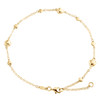 14K Yellow Gold Fancy Link Chain Statement 5mm Puff Heart Charm Anklet 9"+1" Ext