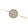 14K Tri-Color Fancy Rolo Link Chain 3mm Beaded & Bar Anklet 9" + 1" Ext.