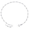 14K White Gold Fancy Rolo Link Chain 3mm Moon Cut Beaded Anklet 9" + 1" Ext.