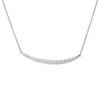 14K White Gold Round Diamond Curved Bar Necklace 18" Fancy Cable Chain 3/4 CT.