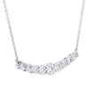 14K White Gold Round Diamond Curved Bar Flower Necklace 18" Cable Chain 1/2 CT.