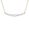 14K Yellow Gold Round Diamond Curved Bar Flower Necklace 18" Cable Chain 1/2 CT.