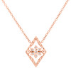 14K Rose Gold Round Diamond Geometric Cluster Necklace 18" Fancy Chain 1/3 CT.