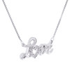 Sterling Silver Round Diamond Love Heart Statement Necklace 16" Chain 1/20 CT.