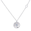 10K White Gold Round Diamond Blue Sapphire Evil Eye Necklace 18" Chain 1/5 CT.