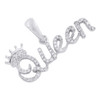 10K White Gold Round Diamond Crown Queen Statement Pendant 0.65" Charm 1/6 CT.