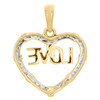 10K Yellow Gold Round Diamond Heart Frame Love Fancy Pendant 0.90" Charm 1/6 CT.