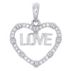 10K White Gold Round Diamond Heart Frame Love Fancy Pendant 0.90" Charm 1/6 CT.