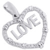 10K White Gold Round Diamond Heart Frame Love Fancy Pendant 0.90" Charm 1/6 CT.