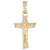 10K Yellow Gold Diamond Jesus Crucifix Cross Pendant 1.75" Pave Charm 0.90 CT.