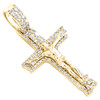 10K Yellow Gold Diamond Jesus Crucifix Cross Pendant 1.75" Pave Charm 0.90 CT.