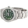 Mens Rolex 36mm DateJust Diamond Watch Oyster Steel Band Green Roman Dial 1.9 CT