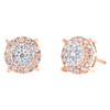 10K Rose Gold Round Diamond 4 Prong Tiered Stud 9mm Cluster Earrings 0.40 CT.