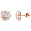 10K Rose Gold Round Diamond 4 Prong Tiered Stud 11mm Cluster Earrings 1.05 CT.