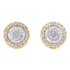 10K Yellow Gold Round & Baguette Diamond Circle Tier Stud 10mm Earrings 0.81 CT.