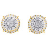 10K Yellow Gold Round Diamond 4 Prong Tiered Stud 10mm Cluster Earrings 3/4 CT.