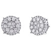 10K White Gold Round Diamond 4 Prong Tiered Stud 12mm Cluster Earrings 1.27 CT.