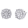 10K White Gold Round Diamond 4 Prong Tiered Stud 9mm Cluster Earrings 0.62 CT.