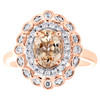 10K Rose Gold Morganite & Diamond Double Braided Halo Engagement Ring 1.45 TCW