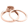 10K Rose Gold Cushion Morganite & Diamond Twisted Engagement Ring + Band Bridal Set 1 TCW