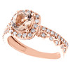 10K Rose Gold Cushion Morganite & Diamond Square Halo Engagement Ring 1.38 TCW