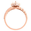 10K Rose Gold Pear Morganite & Diamond Teardrop Halo Braid Engagement Ring 1 TCW
