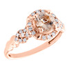 10K Rose Gold Round Morganite & Diamond Braided w/ Halo Engagement Ring 0.95 TCW