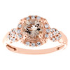 10K Rose Gold Round Morganite & Diamond Braided w/ Halo Engagement Ring 0.95 TCW