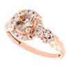 10K Rose Gold Round Morganite & Diamond Braided w/ Halo Engagement Ring 0.95 TCW