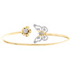 10K Yellow Gold Round Diamond Butterfly & Sunflower Bangle Pave Bracelet 1/4 CT.