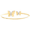 10K Yellow Gold Round Diamond Statement Butterfly Bangle Pave Bracelet 1/6 CT.