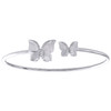 bracciale rigido con pavé di farfalle in oro bianco 10k con diamanti rotondi da 1/6 ct.