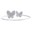 brazalete elegante con forma de mariposa y diamantes redondos en oro blanco de 10 k, 3/4 qt.