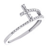 10K White Gold Round Cut Sideways Cross Diamond Ladies Cocktail Ring 0.16 Ct.