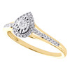 10K Yellow Gold Solitaire Diamond Teardrop Halo Bypass Engagement Ring 0.20 Tcw