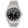 Mens Rolex 36mm DateJust Diamond Watch Jubilee Steel Band Custom Black Dial 2 CT