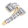 10K Yellow Gold Baguette Diamond Bypass Design Cocktail Right Hand Ring 0.62 Ct.