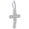 10K White Gold Round Cut Diamond Unisex Halo Cross Religious Pendant 0.75 Ct.