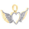 10K Yellow Gold Ladies Round Diamond Wing Heart Fancy Pendant Pave Charm 1/4 CT.