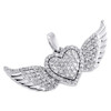 10K White Gold Ladies Round Diamond Wing Heart Fancy Pendant Pave Charm 3/8 CT.