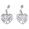 .925 Sterling Silver Diamond Tree of Life in Heart Dangler Earrings 0.10 Ct.
