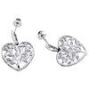 .925 Sterling Silver Diamond Tree of Life in Heart Dangler Earrings 0.10 Ct.