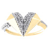 10K Yellow Gold Round Diamond Splt Geometric Heart Right Hand Love Ring 0.37 Ct.