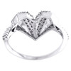 10K White Gold Round Diamond Splt Geometric Heart Right Hand Love Ring 0.37 Ct.
